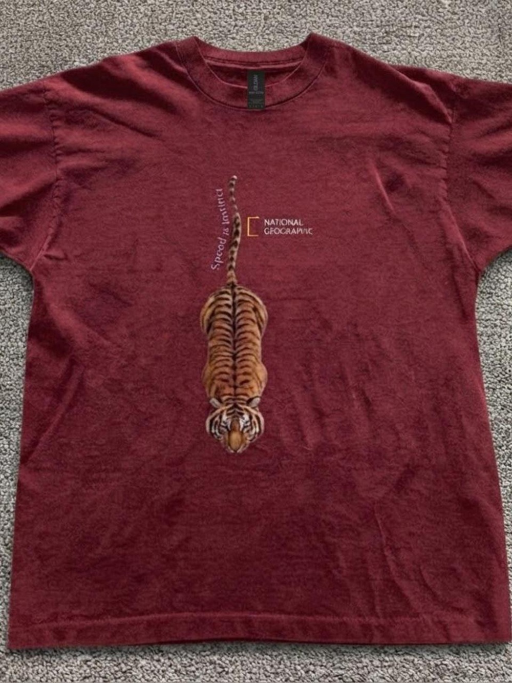 National Geographic Men's Maroon Tiger Vertical Graphic Tee